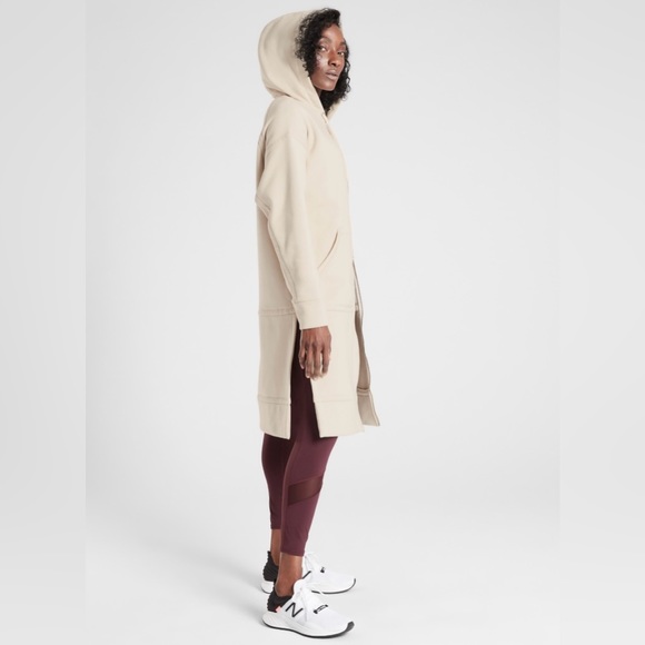 NWT Athleta Tenacity Duster Hoodie Sweatshirt Jacket in Putty - Size XS - Picture 4 of 14